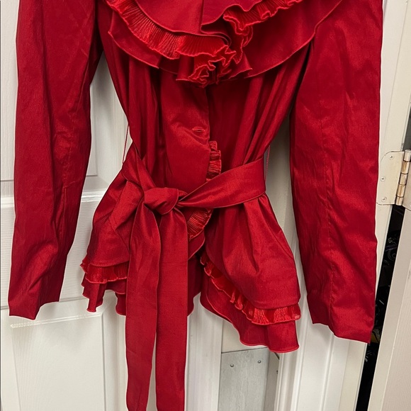 Samuel Dong Vibrant Red Ruffled Blouse - Picture 4 of 6